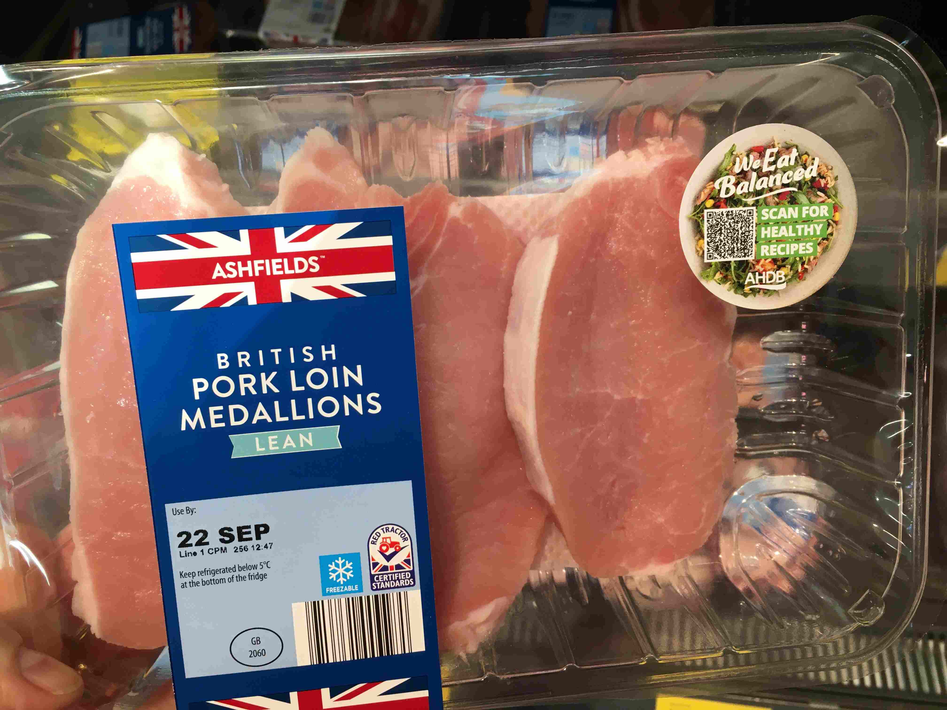 Pork medallion pack with We Eat Balanced sticker